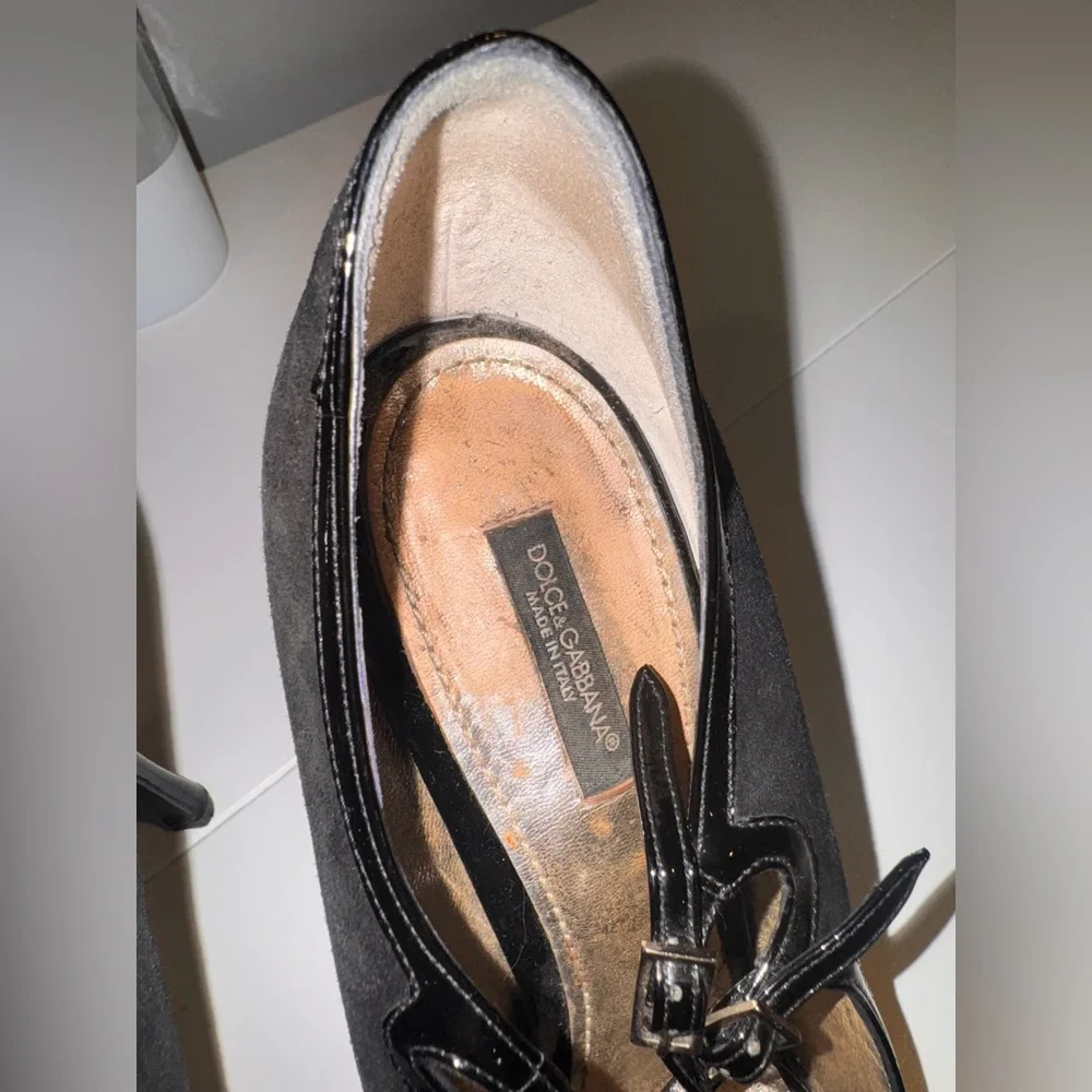 Dolce & Gabbana Black Strappy Suede Heels - Picture 4 of 9